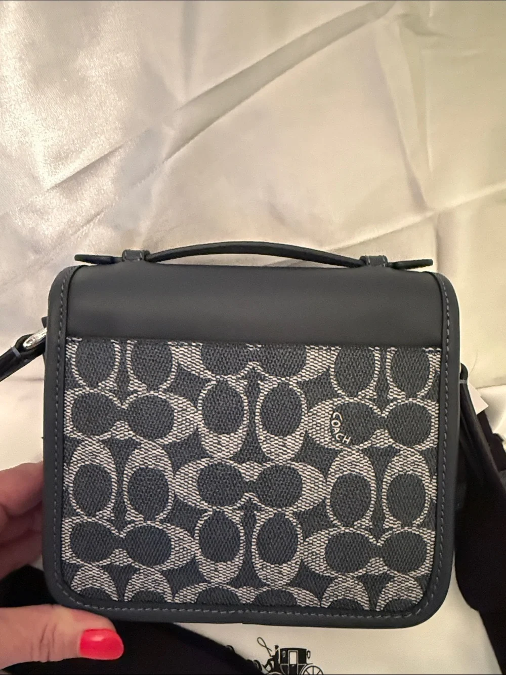 💙Coach NWT Blue Racer Crossbody Bag In Signature Canvas With Crossbody & Charms
